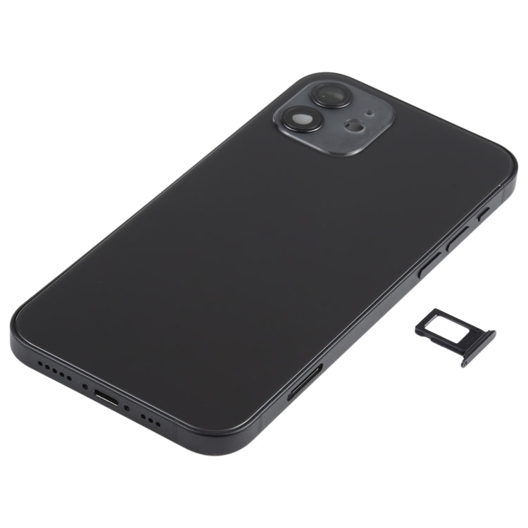 Battery Back Cover Assembly (with Side Keys & Speaker Ringer Buzzer & Motor & Camera Lens & Card Tray & Power Button + Volume Button + Charging Port & Wireless Charging Module) for iPhone 12(Black) - Back Cover by PMC Jewellery | Online Shopping South Africa | PMC Jewellery