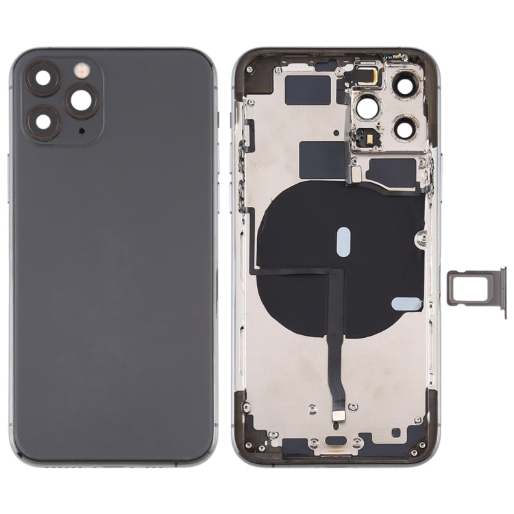 Battery Back Cover (with Side Keys & Card Tray & Power + Volume Flex Cable & Wireless Charging Module) for iPhone 11 Pro Max(Black) - Back Cover by PMC TechLife | Online Shopping South Africa | PMC TechLife