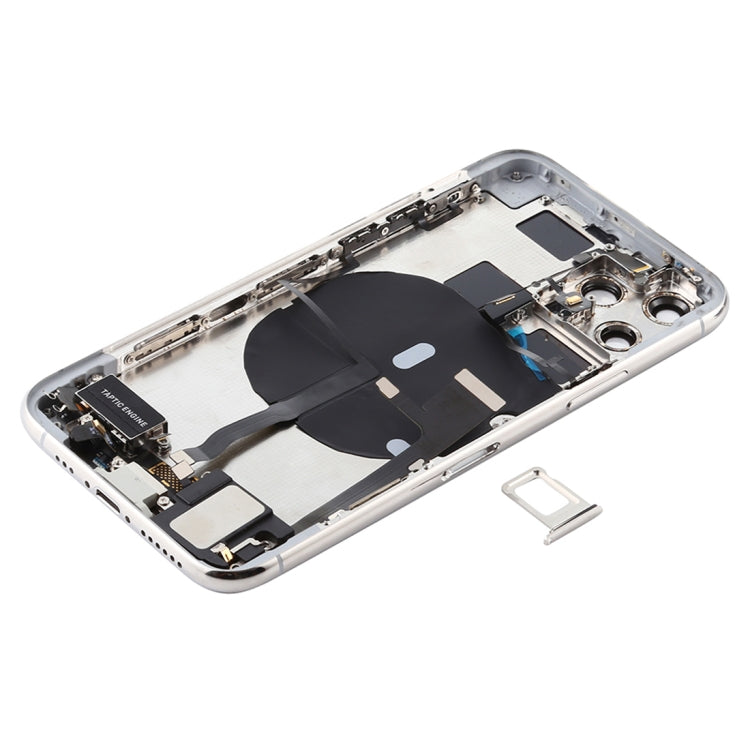 Battery Back Cover Assembly (with Side Keys & Power Button + Volume Button Flex Cable & Wireless Charging Module & Motor & Charging Port & Speaker Ringer Buzzer & Card Tray & Camera Lens Cover) for iPhone 11 Pro Max(Silver) - Back Cover by PMC TechLife | Online Shopping South Africa | PMC TechLife