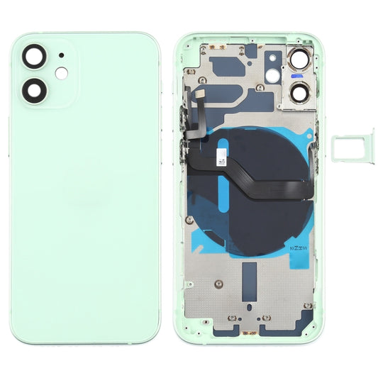 Battery Back Cover (with Side Keys & Card Tray & Power + Volume Flex Cable & Wireless Charging Module) for iPhone 12 Mini(Green) - Back Cover by PMC Jewellery | Online Shopping South Africa | PMC Jewellery