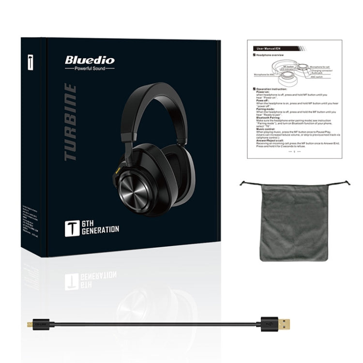 Bluedio T6 Bluetooth Version 5.0 Headset Bluetooth Headset(Black) - Headset & Headphone by Bluedio | Online Shopping South Africa | PMC Jewellery | Buy Now Pay Later Mobicred