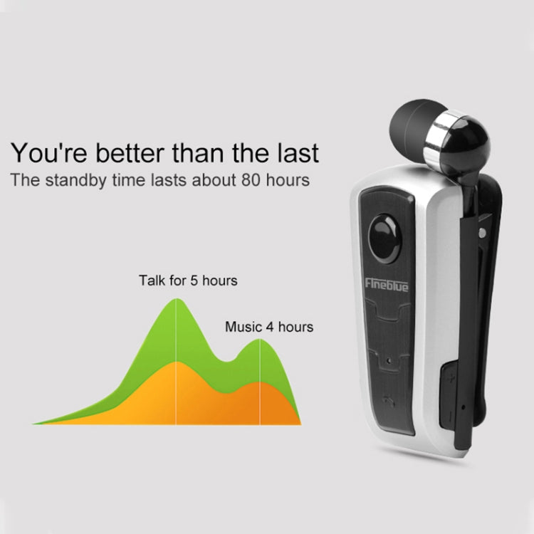 Fineblue F910 CSR4.1 Retractable Cable Caller Vibration Reminder Anti-theft Bluetooth Headset(Gold) - Bluetooth Earphone by Fineblue | Online Shopping South Africa | PMC TechLife | Buy Now Pay Later Mobicred