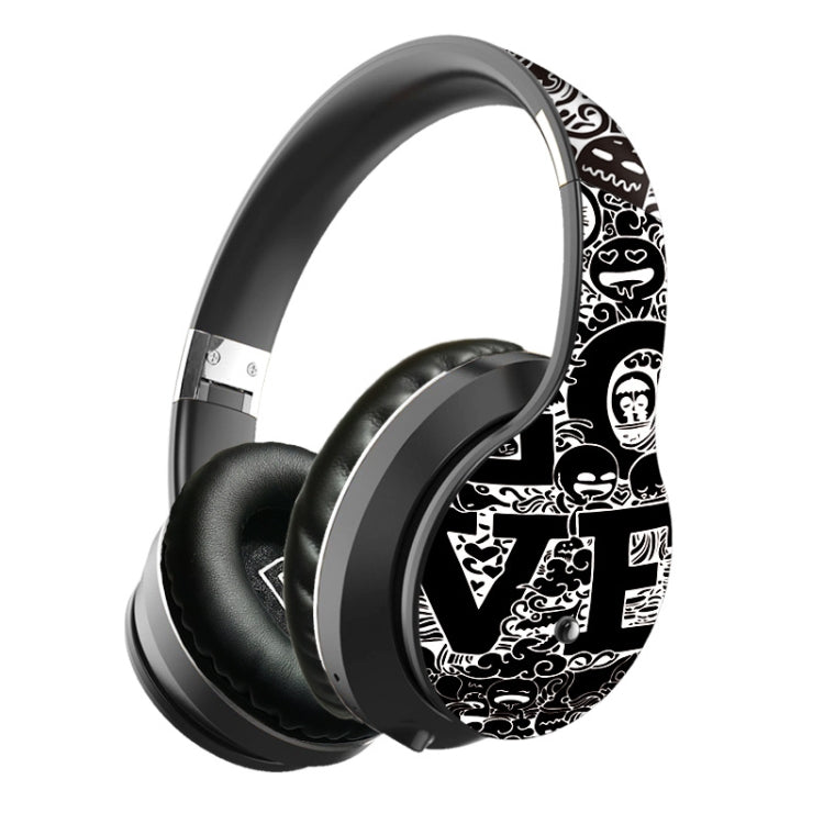 B1 Graffiti Pattern Wireless Bluetooth V5.0 Headset (Black Silver) - Headset & Headphone by PMC Jewellery | Online Shopping South Africa | PMC Jewellery