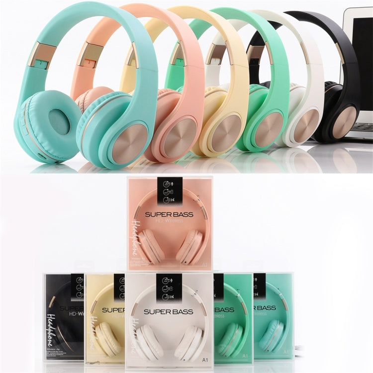 A1 Bluetooth 4.2 Candy Color Super Base Bluetooth Headphone, Support Music Play & Switching & Volume Control & Answer(Green) - Headset & Headphone by PMC TechLife | Online Shopping South Africa | PMC TechLife