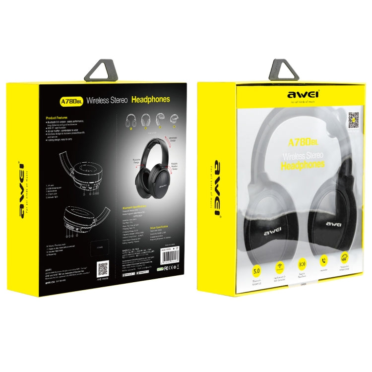 awei A780BL Bluetooth 5.0 Foldable Bass Wireless Bluetooth Headphone with 3.5mm Aux Jack - Headset & Headphone by awei | Online Shopping South Africa | PMC Jewellery | Buy Now Pay Later Mobicred