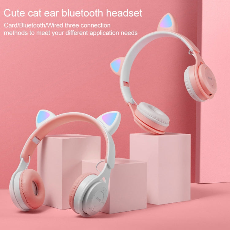 M6 Luminous Cat Ears Two-color Foldable Bluetooth Headset with 3.5mm Jack & TF Card Slot(White) - Headset & Headphone by PMC Jewellery | Online Shopping South Africa | PMC Jewellery