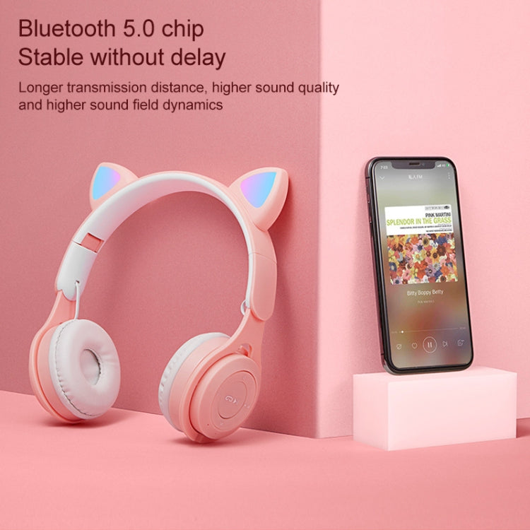 M6 Luminous Cat Ears Two-color Foldable Bluetooth Headset with 3.5mm Jack & TF Card Slot(Purple) - Headset & Headphone by PMC TechLife | Online Shopping South Africa | PMC TechLife