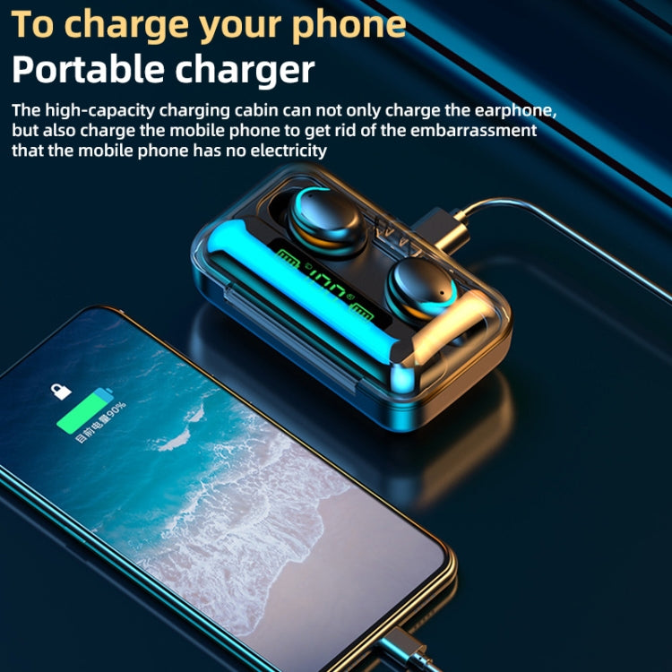 F9-5C Macaron Series LED Light + Digital Display Noise Reduction Bluetooth Earphone(Yellow) - Bluetooth Earphone by PMC TechLife | Online Shopping South Africa | PMC TechLife