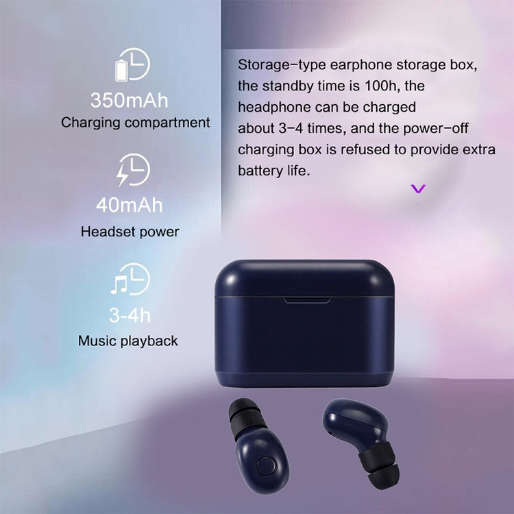 DT-4 IPX Waterproof Bluetooth 5.0 Wireless Bluetooth Earphone with 350mAh Magnetic Charging Box, Support for Calling(Dark Blue) - Bluetooth Earphone by PMC TechLife | Online Shopping South Africa | PMC TechLife