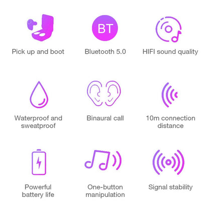 DT-5 IPX Waterproof Bluetooth 5.0 Wireless Bluetooth Earphone with Magnetic Charging Box, Support Call & Power Bank Function(Pink) - Bluetooth Earphone by PMC Jewellery | Online Shopping South Africa | PMC Jewellery