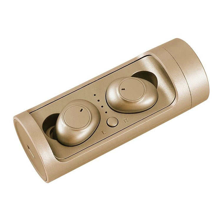 DT-15 Wireless Two Ear Bluetooth Headset Supports Touch & Smart Magnetic Charging & Power On Automatic Pairing (Gold) - Bluetooth Earphone by PMC TechLife | Online Shopping South Africa | PMC TechLife