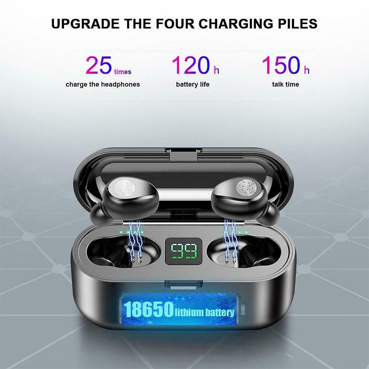 F9 TWS V5.0 Touch Control Binaural Wireless Bluetooth Headset with Charging Case and Digital Display - TWS Earphone by PMC TechLife | Online Shopping South Africa | PMC TechLife