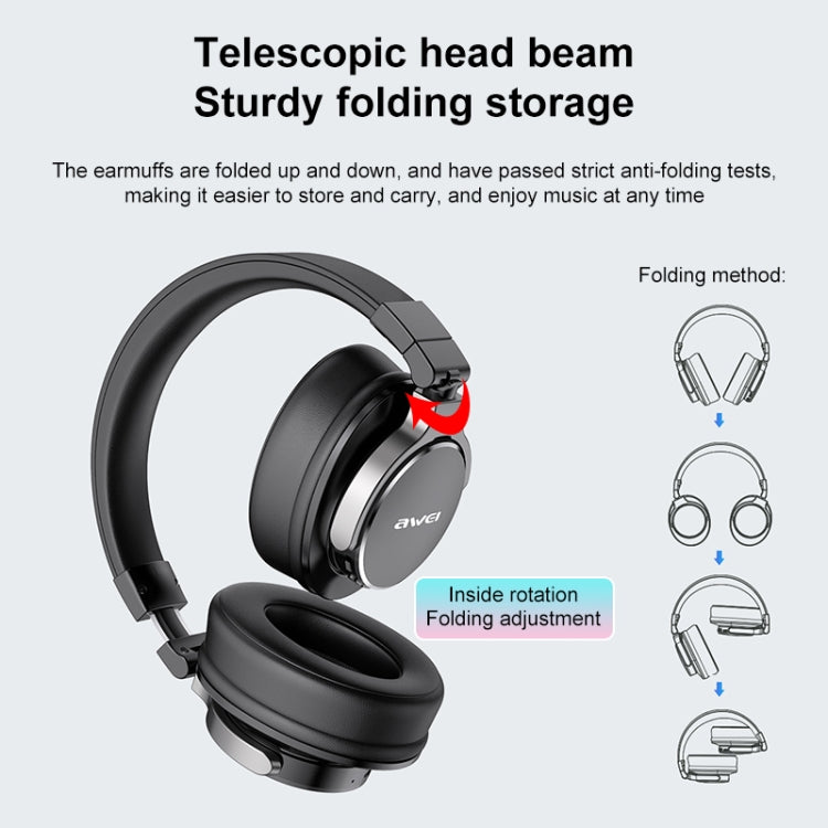 awei A710BL Foldable ANC Noise Cancelling Bluetooth Wireless Headset (Black) - Headset & Headphone by awei | Online Shopping South Africa | PMC Jewellery | Buy Now Pay Later Mobicred