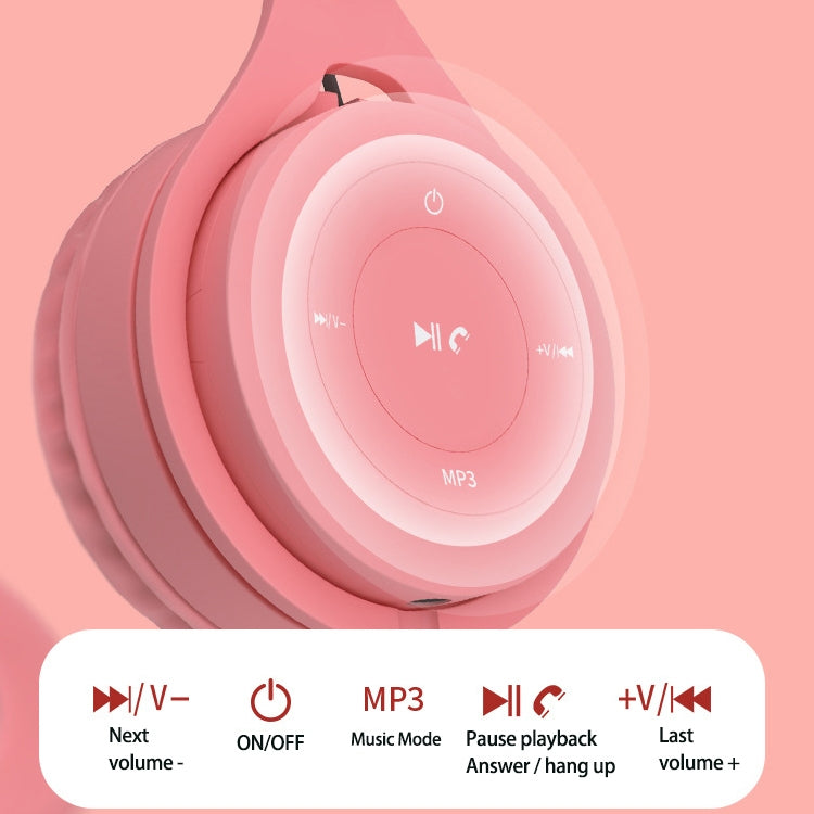 Y08 Hifi Sound Quality Macaron Bluetooth Headset, Supports Calling & TF Card & 3.5mm AUX (Pink) - Headset & Headphone by PMC TechLife | Online Shopping South Africa | PMC TechLife