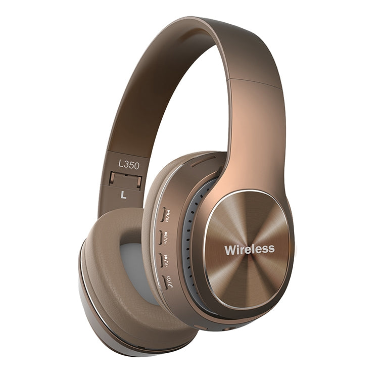 L350 Foldable Wireless Sports Stereo Bluetooth Headset, Supports IOS Power Display & HD Calling & FM & TF Card & 3.5mm AUX (Brown) - Headset & Headphone by PMC Jewellery | Online Shopping South Africa | PMC Jewellery