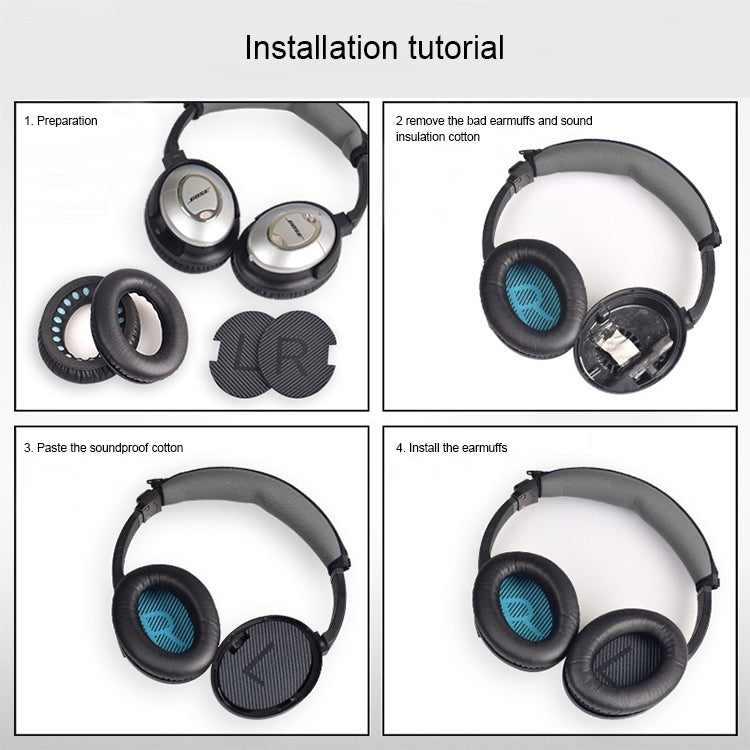 1 Pair Soft Earmuff Headphone Jacket with LR Cotton for BOSE QC2 / QC15 / AE2 / QC25 - Earmuff & Pad by PMC TechLife | Online Shopping South Africa | PMC TechLife