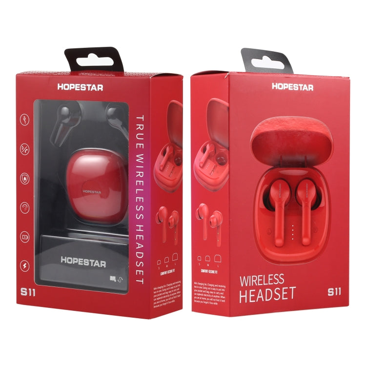 HOPESTAR S11 Bluetooth 5.0 True Wireless Bluetooth Earphone (Red) - TWS Earphone by HOPESTAR | Online Shopping South Africa | PMC Jewellery | Buy Now Pay Later Mobicred