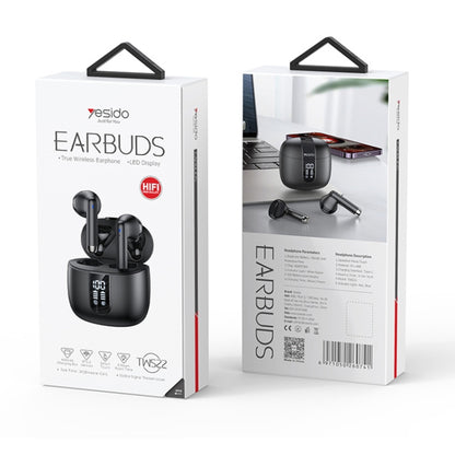 Yesido TWS22 Bluetooth 5.3 LED Digital Display TWS Wireless Bluetooth Earphone (Black) - TWS Earphone by Yesido | Online Shopping South Africa | PMC Jewellery | Buy Now Pay Later Mobicred