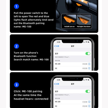 ME-100 TWS Business Rotating Universal True Stereo 5.0 Version Hanging Ear In-Ear Bluetooth Headset(Red + Black) - Bluetooth Earphone by PMC Jewellery | Online Shopping South Africa | PMC Jewellery