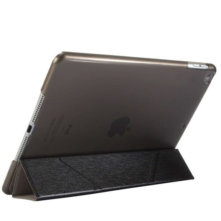 For iPad 9.7 (2018) & iPad 9.7 (2017) & iPad Air Silk Texture Horizontal Deformation Flip Leather Case with Three-folding Holder(Black) - iPad 9.7 (2018) & (2017) Cases by PMC TechLife | Online Shopping South Africa | PMC TechLife | Buy Now Pay Later Mobicred