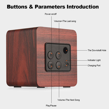 Q1 Wooden Mini Portable Mega Bass Wireless Bluetooth Speaker(Red) - Mini Speaker by PMC Jewellery | Online Shopping South Africa | PMC Jewellery