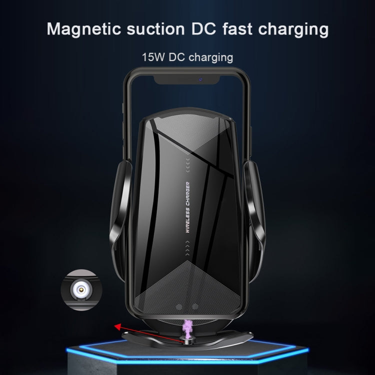 Q2 15W Universal Rotation Infrared Induction Magnetic Car Wireless Charging Mobile Phone Holder with Micro USB + 8 Pin + Type-C / USB-C Magnetic Connector(Silver) - Wireless Charger Holders by PMC Jewellery | Online Shopping South Africa | PMC Jewellery