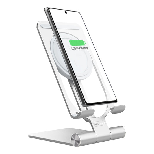 NILLKIN 2 in 1 15W PoweHold Mini Vertical Foldable Detachable Wireless Charger Mobile Phone Holder (Silver) - Wireless Charger by NILLKIN | Online Shopping South Africa | PMC Jewellery | Buy Now Pay Later Mobicred