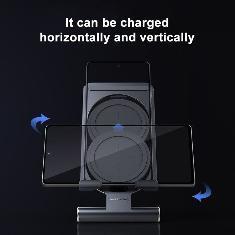 NILLKIN 2 in 1 15W PoweHold Mini Vertical Foldable Detachable Wireless Charger Mobile Phone Holder (Silver) - Wireless Charger by NILLKIN | Online Shopping South Africa | PMC Jewellery | Buy Now Pay Later Mobicred