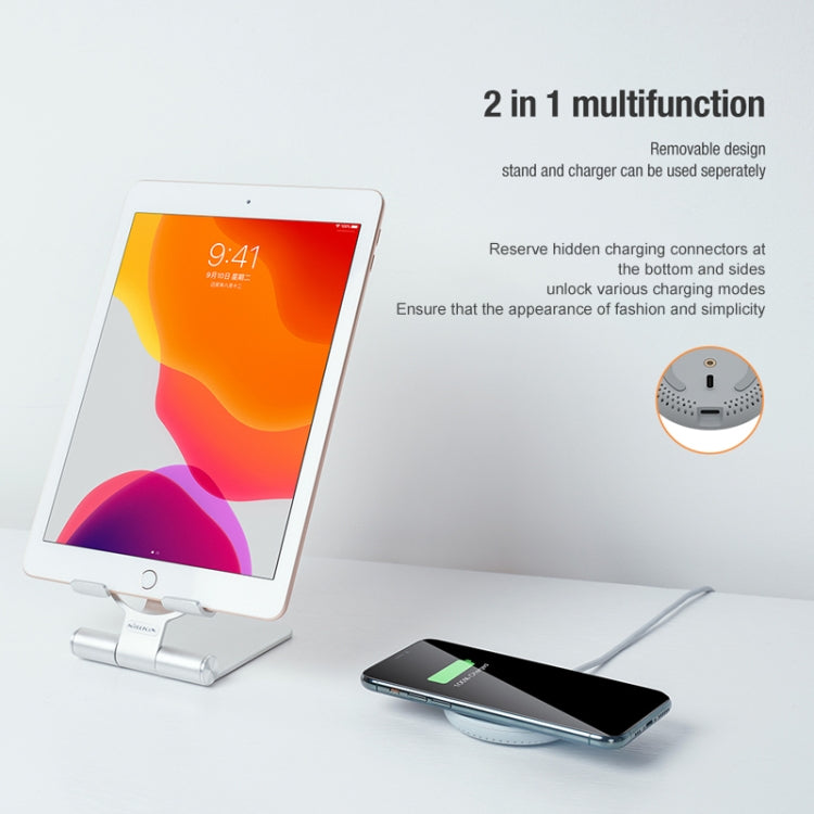 NILLKIN 2 in 1 15W PoweHold Mini Vertical Foldable Detachable Wireless Charger Mobile Phone Holder (Silver) - Wireless Charger by NILLKIN | Online Shopping South Africa | PMC Jewellery | Buy Now Pay Later Mobicred