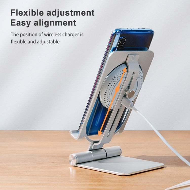 NILLKIN 2 in 1 15W PoweHold Mini Vertical Foldable Detachable Wireless Charger Mobile Phone Holder (Silver) - Wireless Charger by NILLKIN | Online Shopping South Africa | PMC Jewellery | Buy Now Pay Later Mobicred