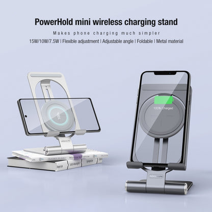 NILLKIN 2 in 1 15W PoweHold Mini Vertical Foldable Detachable Wireless Charger Mobile Phone Holder (Silver) - Wireless Charger by NILLKIN | Online Shopping South Africa | PMC Jewellery | Buy Now Pay Later Mobicred