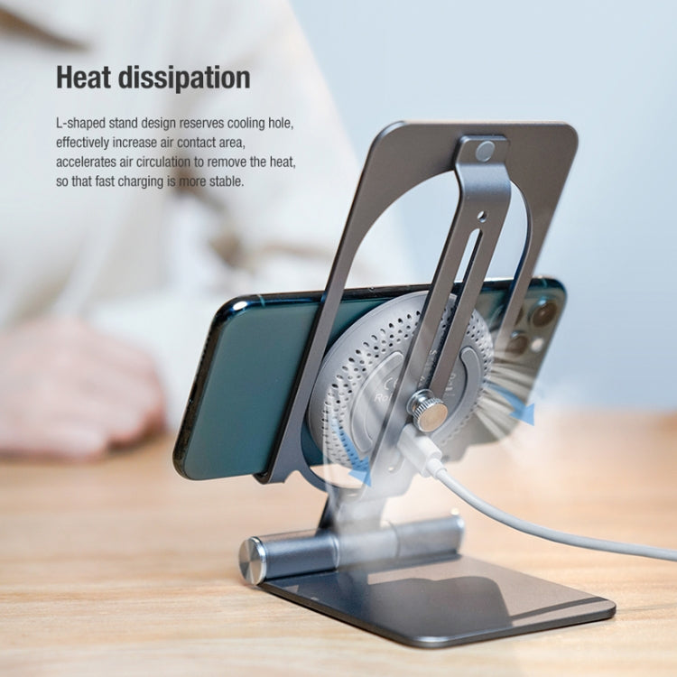 NILLKIN 2 in 1 15W PoweHold Mini Vertical Foldable Detachable Wireless Charger Mobile Phone Holder (Silver) - Wireless Charger by NILLKIN | Online Shopping South Africa | PMC Jewellery | Buy Now Pay Later Mobicred