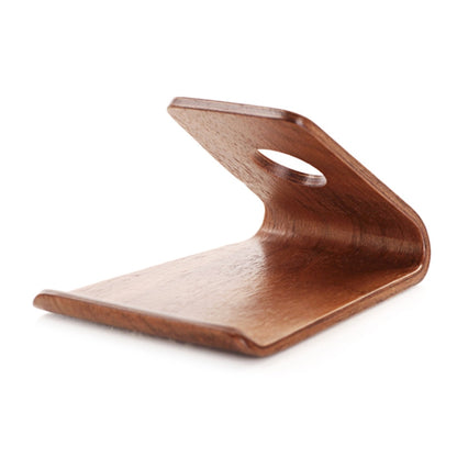 JS01 Wooden Desktop Phone Holder Universal Curved Wood Support Frame For Tablet Phones (Walnut) - Desktop Holder by PMC Jewellery | Online Shopping South Africa | PMC Jewellery