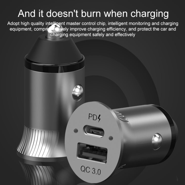 PD USB-C / Type-C + QC3.0 USB Fast Charging Car Charger with Dual LED Indicator - Car Charger by PMC Jewellery | Online Shopping South Africa | PMC Jewellery