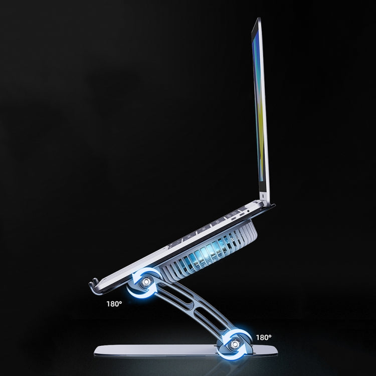 R-JUST HZ22 Dual-purpose Desktop Fan Aluminum Alloy Laptop  Bracket with Light(Silver) - free shipping - PMC TechLife - Order now!