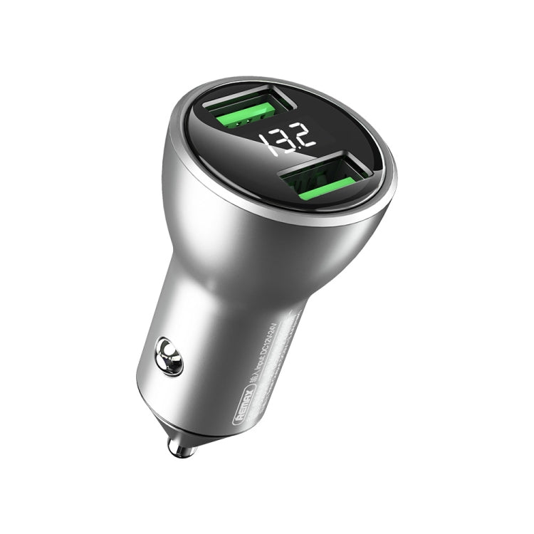 REMAX RCC106 Vitor Series 3.4A Dual USB Interface Car Charger with Digital Display(Silver) - Car Charger by REMAX | Online Shopping South Africa | PMC Jewellery | Buy Now Pay Later Mobicred