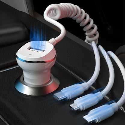 WK WP-C24 3.1A Explore The 3-in-1 Free Edition 8 Pin / Micro USB / USB-C / Type-C Data Cable + USB Car Charger (White) - Car Charger by WK | Online Shopping South Africa | PMC Jewellery