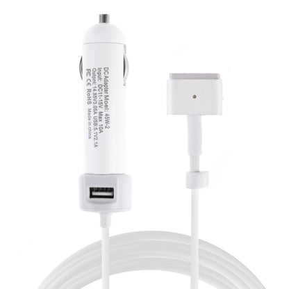 45W-2 5.1V 2.1A USB Interface Car Charger with 14.85V 3.05A T MagSafe 2 Interface Data Cable(White) - Car Charger by PMC Jewellery | Online Shopping South Africa | PMC Jewellery