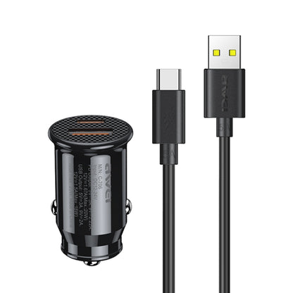 awei C-706 20W PD Type-C + QC 3.0 Type-A Car Charger with CL-110T Data Cable - Car Charger by awei | Online Shopping South Africa | PMC Jewellery