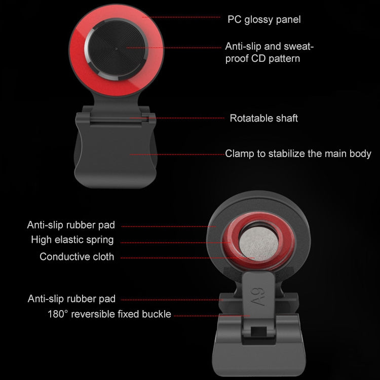 A9 Direct Mobile Clip Games Joystick Artifact Hand Travel Button Sucker with Ring Holder for iPhone, Android Phone, Tablet(Red) - Handle Shooter by PMC Jewellery | Online Shopping South Africa | PMC Jewellery