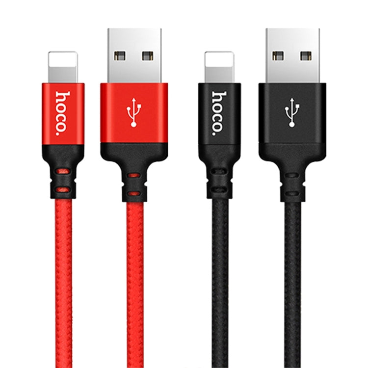 hoco X14 2m Nylon Braided Aluminium Alloy 8 Pin to USB Data Sync Charging Cable(Black) - Normal Style Cable by hoco | Online Shopping South Africa | PMC Jewellery | Buy Now Pay Later Mobicred