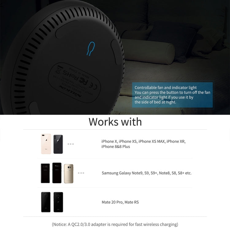 NILLKIN Power Flash Aramid Fiber Qi Standard Wireless Charger Charging Pad (Black) - Wireless Charger by NILLKIN | Online Shopping South Africa | PMC Jewellery | Buy Now Pay Later Mobicred