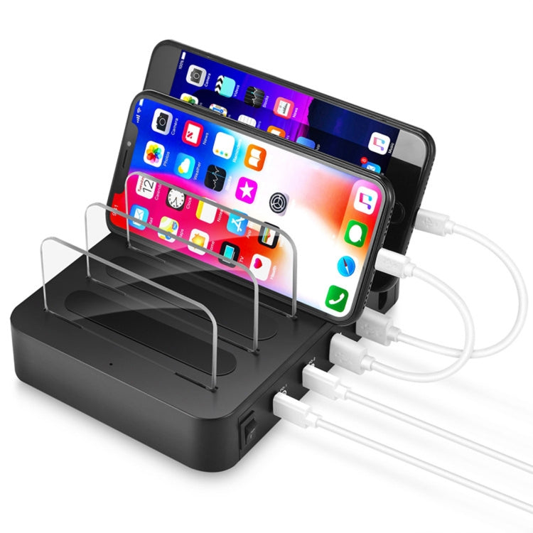 Multi-function AC 100V~240V Output 4 Ports USB-C / Type-C Double PD Detachable Charging Station Smart Charger,Support QC3.0(Black) -  by PMC Jewellery | Online Shopping South Africa | PMC Jewellery