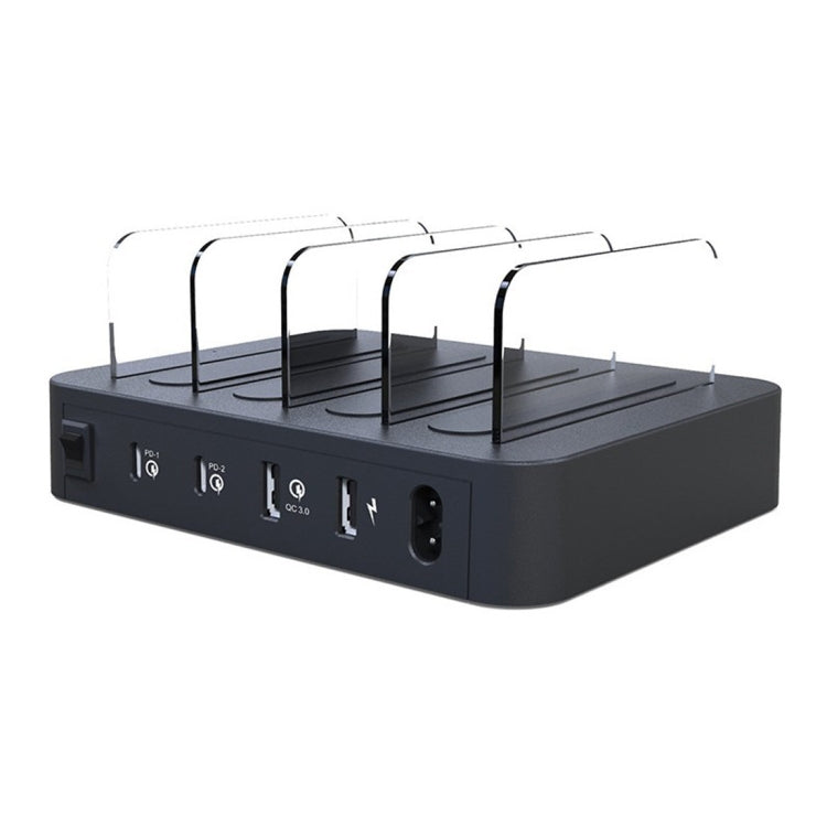 Multi-function AC 100V~240V Output 4 Ports USB-C / Type-C Double PD Detachable Charging Station Smart Charger,Support QC3.0(Black) -  by PMC Jewellery | Online Shopping South Africa | PMC Jewellery