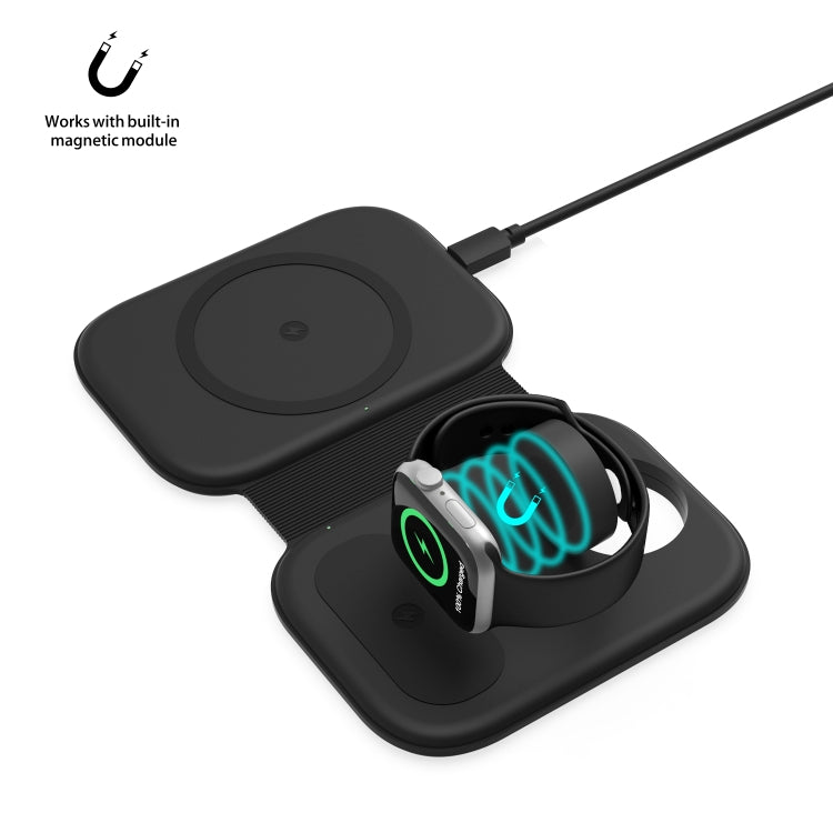 F20 3 in 1 15W Multi-function Magnetic Folding Wireless Charger for iPhone Series & Apple Watches & AirPods(Black) - Wireless Charger by PMC TechLife | Online Shopping South Africa | PMC TechLife