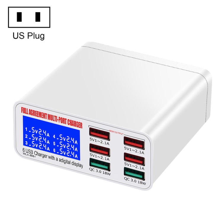 WLX-896+ 6 In 1 Multi-function Smart Digital Display USB Charger(US Plug) - Multifunction Charger by PMC Jewellery | Online Shopping South Africa | PMC Jewellery