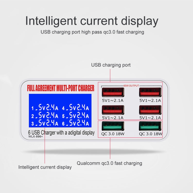 WLX-896+ 6 In 1 Multi-function Smart Digital Display USB Charger(US Plug) - Multifunction Charger by PMC Jewellery | Online Shopping South Africa | PMC Jewellery