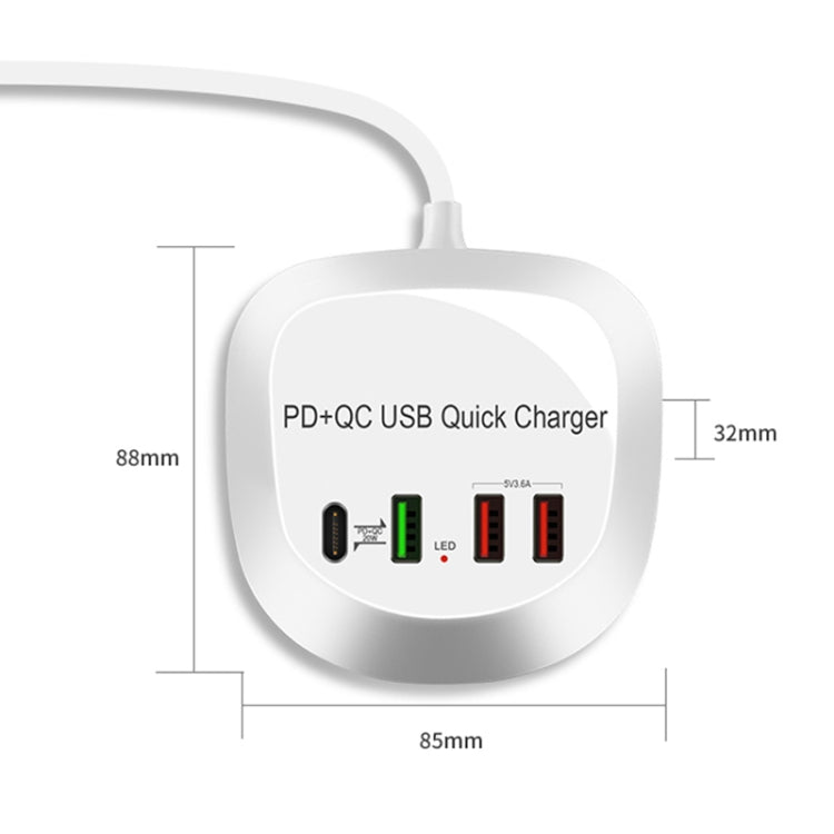 WLX-T3P 4 In 1 PD + QC Multi-function Smart Fast Charging USB Charger(UK Plug) - Multifunction Charger by PMC TechLife | Online Shopping South Africa | PMC TechLife