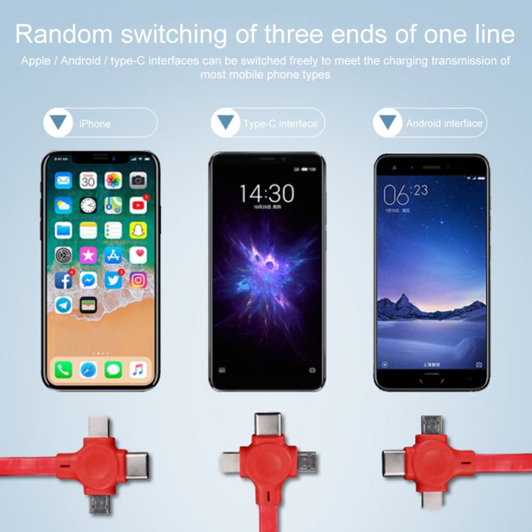 019-1 3 in 1 USB to 8 Pin + Micro USB + USB-C / Type-C Macaron Telescopic Data Cable with Storage Slot & Bracket, Cable Length: 1m (Pink) - Multifunction Cable by PMC TechLife | Online Shopping South Africa | PMC TechLife