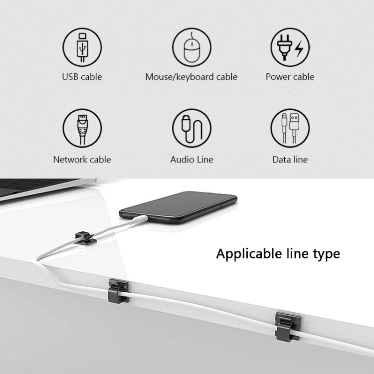 HG2392 50 PCS Desktop Data Cable Organizer Fixing Clip, Gum Type: 3M(Black) - Cable Organizer by PMC Jewellery | Online Shopping South Africa | PMC Jewellery